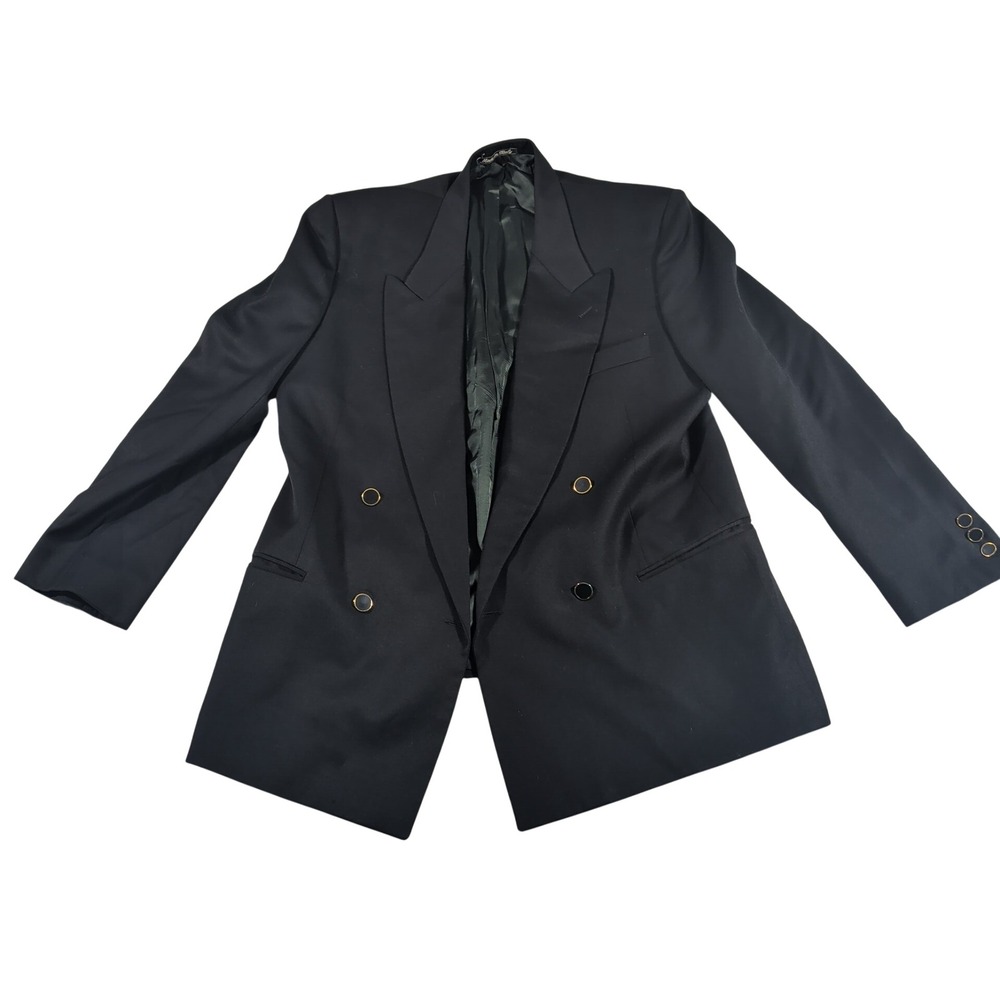 Mani Giorgio Armani Blazer Mens 42R Black Double Breasted Wool Made in Italy